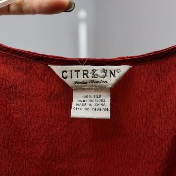Citron Santa Monica Brick Red 100% Silk Tank Top Blouse Size L - Picture 3 of 3
